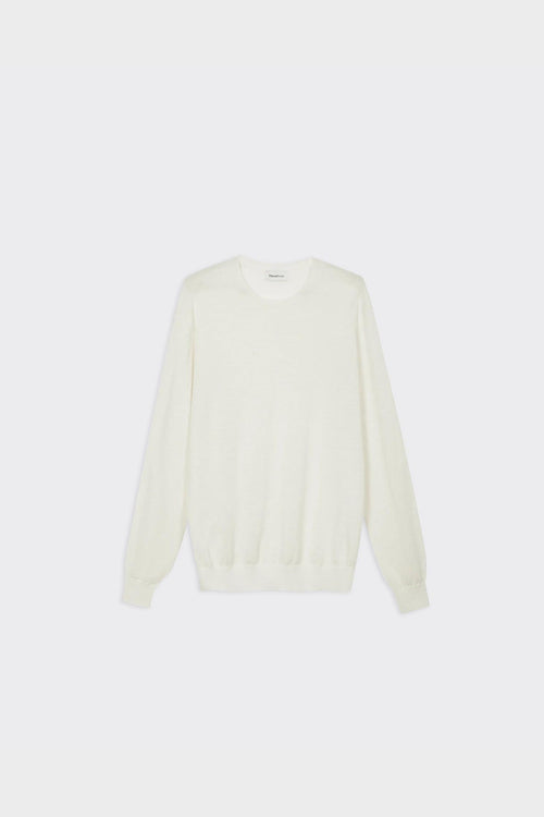 Maglia Girocollo Manica Lunga Lino Bianca