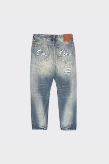 Jeans 7-Pocked Washed Emb Seagull Denim Indigo - 2