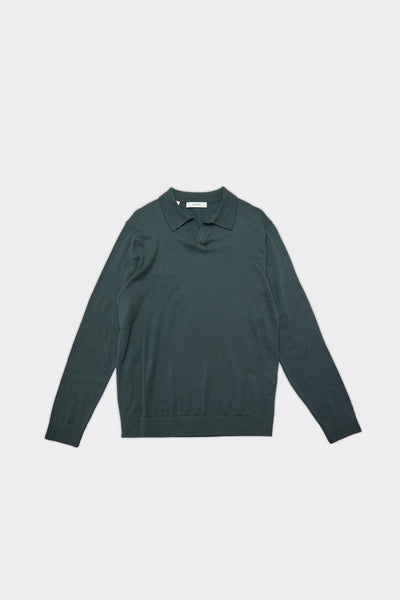 Polo Tray Knit Merino Deep Forest