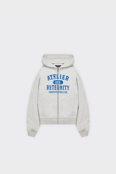 Felpa Con Cappuccio Zip Atelier Emblem Melange Grigia