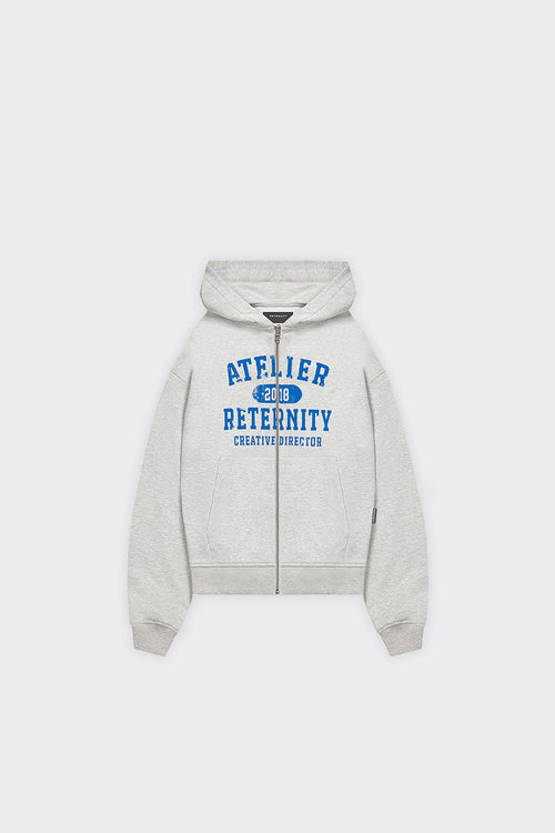 Felpa Con Cappuccio Zip Atelier Emblem Melange Grigia