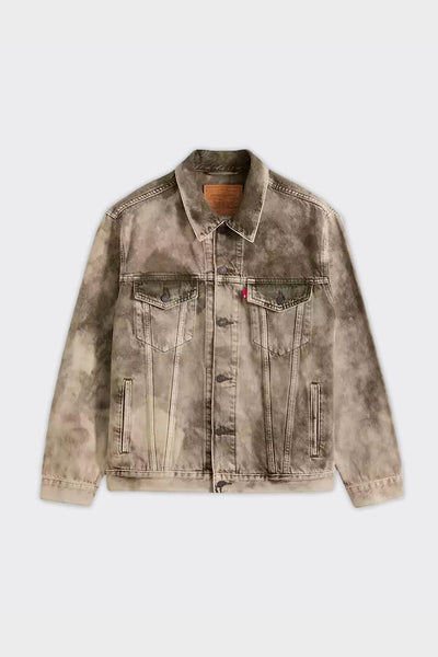 Giacca Denim Relaxed Fit Trucker Camo Verde