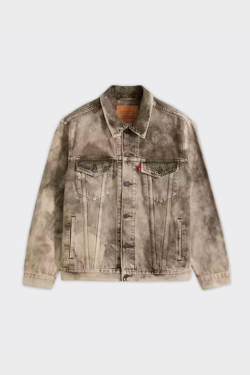 Giacca Denim Relaxed Fit Trucker Camo Verde