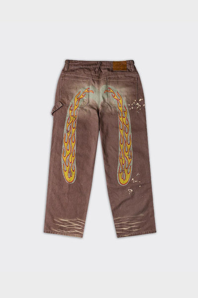 Jeans Heavy Washed And Distressed Daicock Marroni