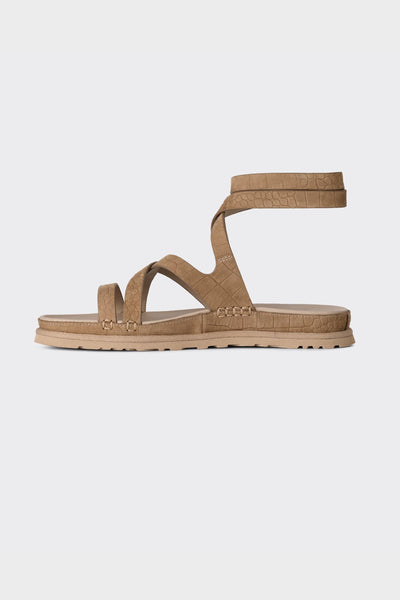 Sandal W Goldengaze Embossed Ankle Wrap Mustard Seed