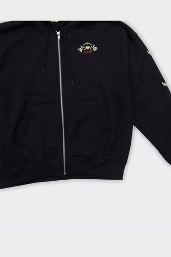 Felpa Con Cappuccio Floral Zip Nera - 2