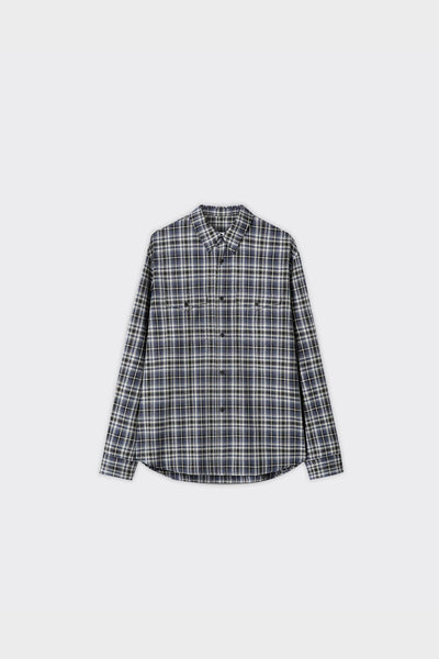 Camicia Cotton Double Pocket Checked Blu