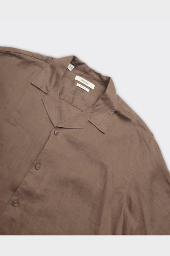 Camicia Kylian Linen SS Relaxed Resort Chocolate Chip - 4
