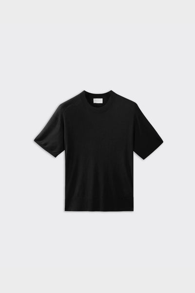 T-Shirt Manica Corta Rasata Micromodal e Seta Nera