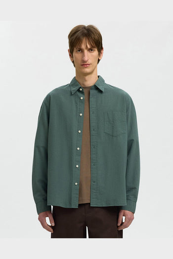 Camicia Reg Freddie Solid Seersucker Balsam Green - 3