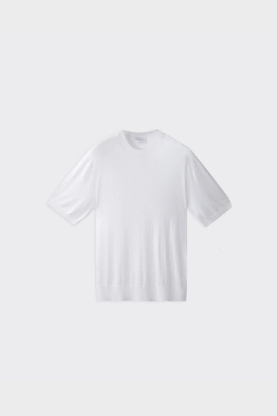 T-Shirt Manica Corta Rasata Micromodal e Seta Bianca