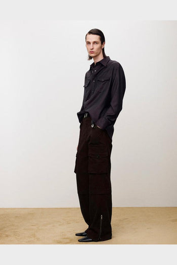 Pantaloni Utility Cargo Garment Washed Faded Marroni - 3