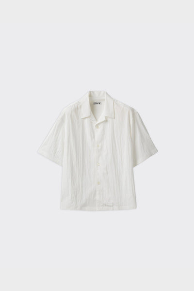 Camicia SS Natural Wrinkle Open Collar Bianca