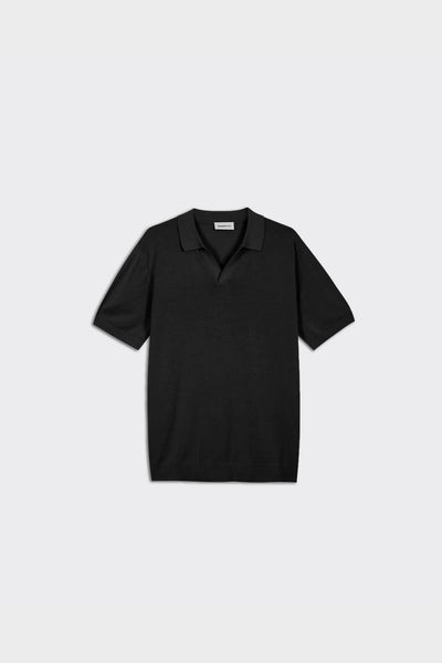 Polo Manica Corta Lino Nera