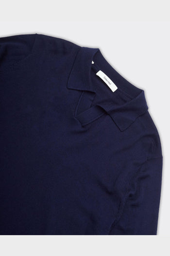 Polo Tray Knit Merino Blu - 2