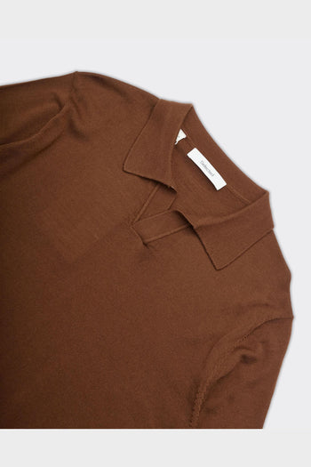 Polo Tray Knit Merino Marrone - 2