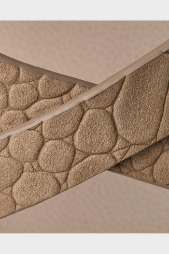 Sandal W Goldengaze Embossed Ankle Wrap Mustard Seed - 4