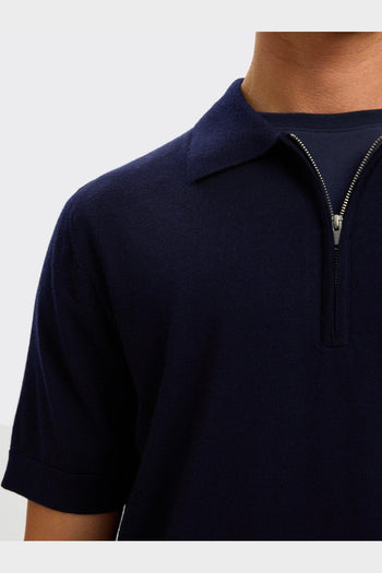 Polo Tray SS Knit Half Zip Navy Blazer - 4