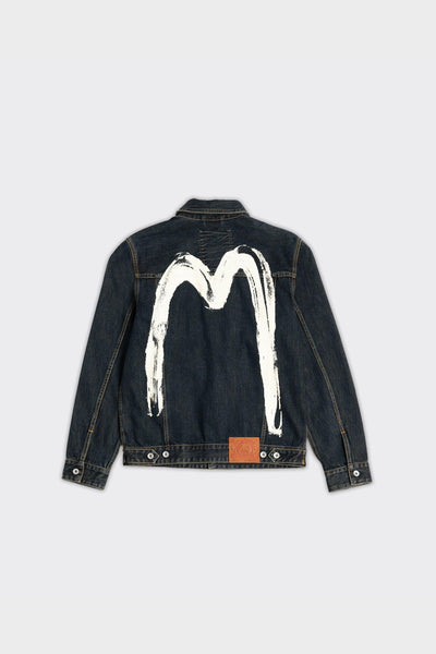 Giacca Washed Denim Printed Daicock Indigo