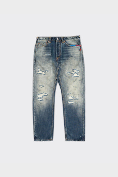 Jeans 7-Pocked Washed Emb Seagull Denim Indigo