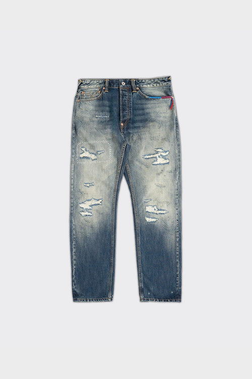 Jeans 7-Pocked Washed Emb Seagull Denim Indigo