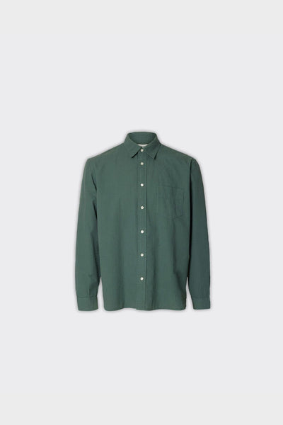 Camicia Reg Freddie Solid Seersucker Balsam Green