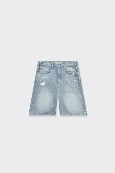 Jorts Studded Denim Light Blu