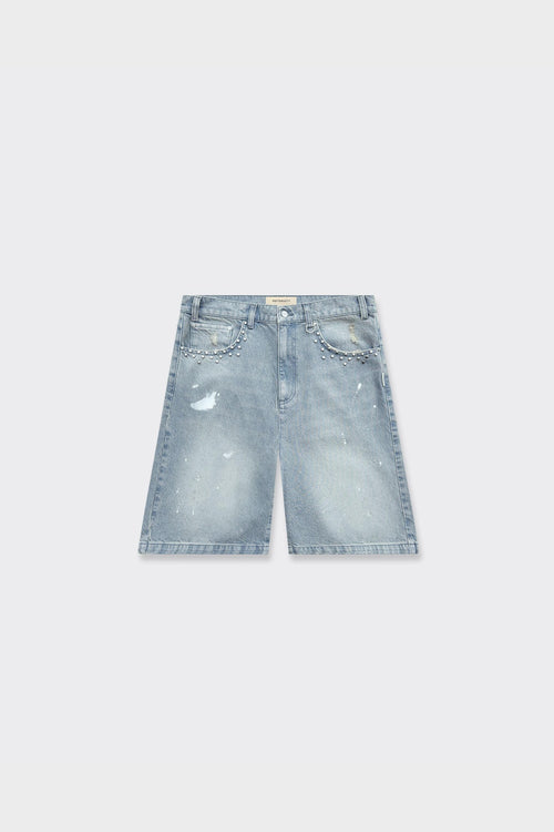 Jorts Studded Denim Light Blu
