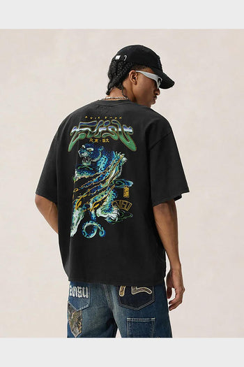 T-Shirt Neon Leopard Printed Nera - 3
