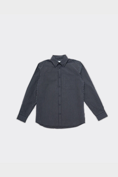 Camicia Kent Stripe Poplin Nera