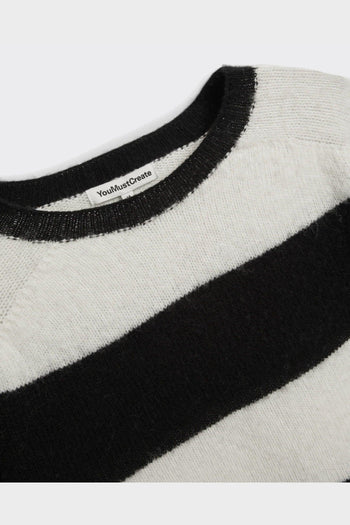 Maglione Knit Suedehead Stripe Nero/Crema - 2