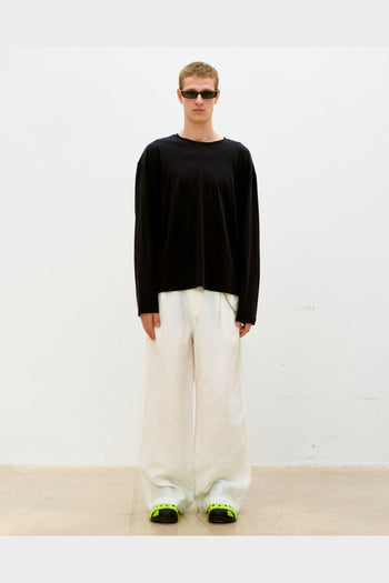 Pantalone Classy Oversized Two Tuck Bianco - 3