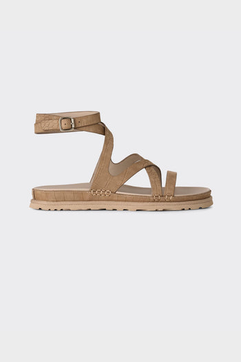 Sandal W Goldengaze Embossed Ankle Wrap Mustard Seed - 2