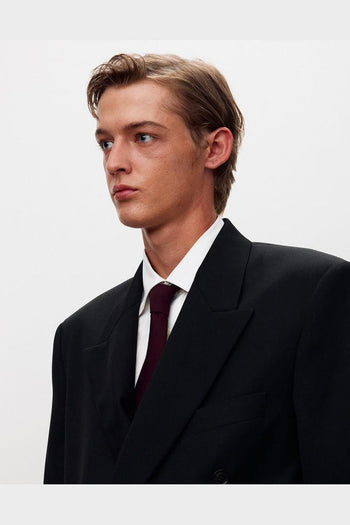 Blazer Twill Double-Breasted Tailored Wool Nera - 4