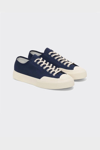 Sneakers 2432 Works Low Cut Cotton Canvas Navy/Off White - 2