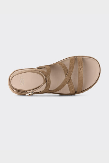 Sandal W Goldengaze Embossed Ankle Wrap Mustard Seed - 5