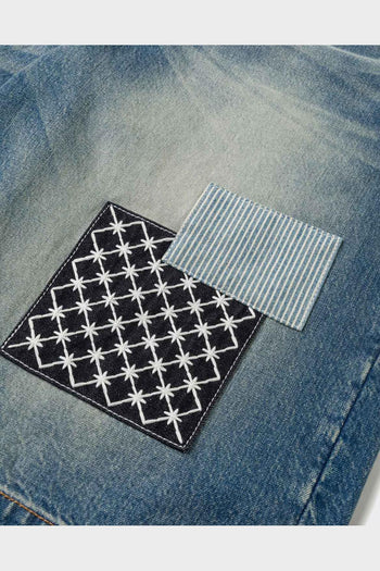 Shorts Fabric Patch Denim Light Tone Indigo - 3