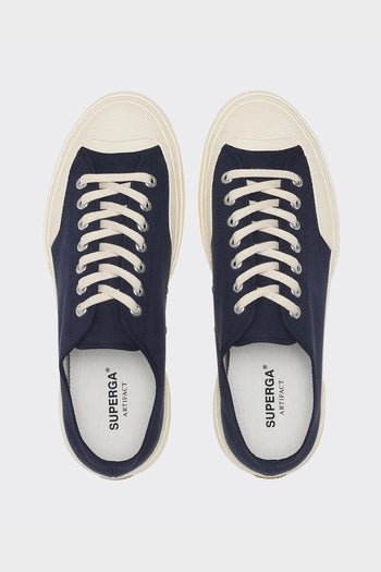 Sneakers 2432 Works Low Cut Cotton Canvas Navy/Off White - 3