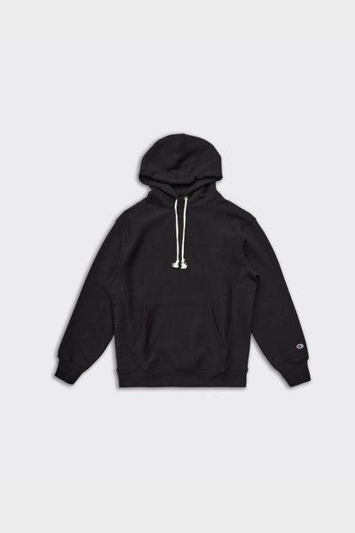 Felpa con Cappuccio Reverse Weave Nera