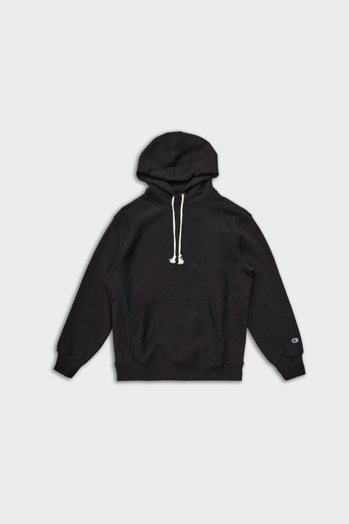 Felpa con Cappuccio Reverse Weave Nera