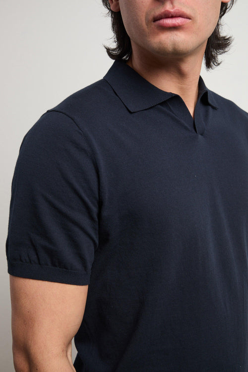 3441 Polo derby in maglina manica corta blu