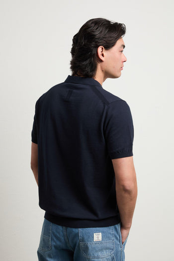 3441 Polo derby in maglina manica corta blu - 5