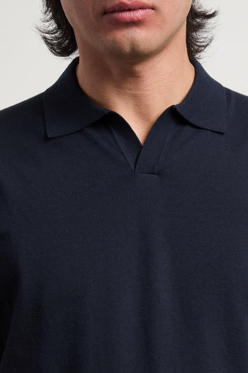 3441 Polo derby in maglina manica corta blu - 3