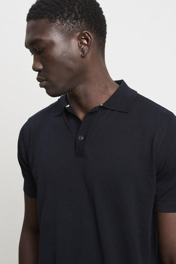 3190 Polo manica corta in maglina blu - 2