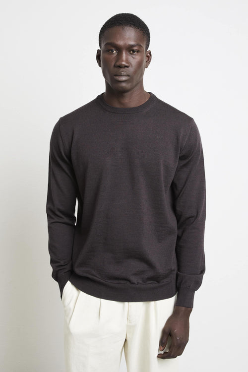 2216 Maglia marrone girocollo