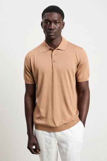 3216 Polo in maglina seta e cotone manica corta tabacco - 4