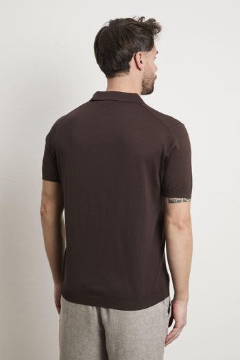 3207 Polo in maglina seta e cotone manica corta moro - 7