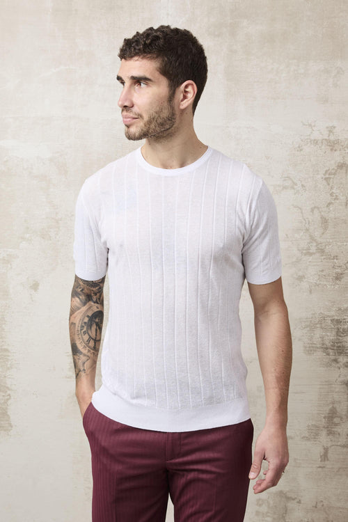 1729 Maglia rigata bianca