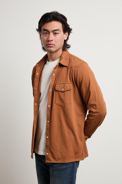 3107 Camicia texana ruggine maniche lunghe