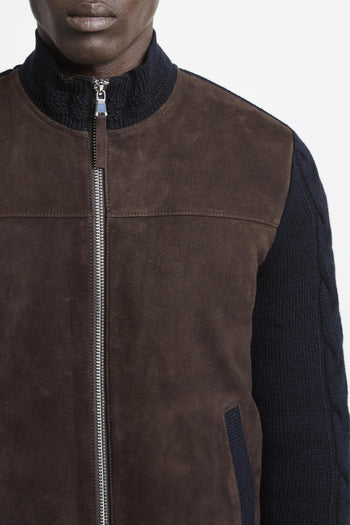 2676 Giubbotto in suede marrone e maglia blu - 10